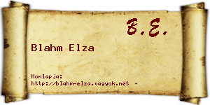 Blahm Elza névjegykártya